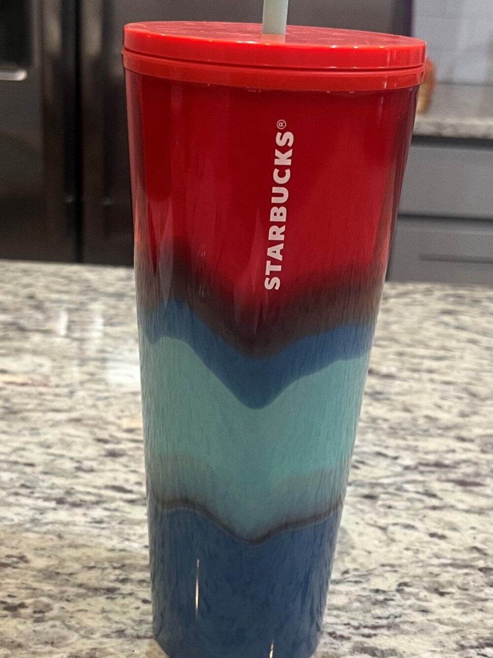 Starbucks 2021 Summer Collection Red Turquoise and Blue Watercolor Venti Tumbler